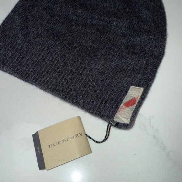 Burberry Charcoal Cashmere Knit Beanie - Picture 2 of 4